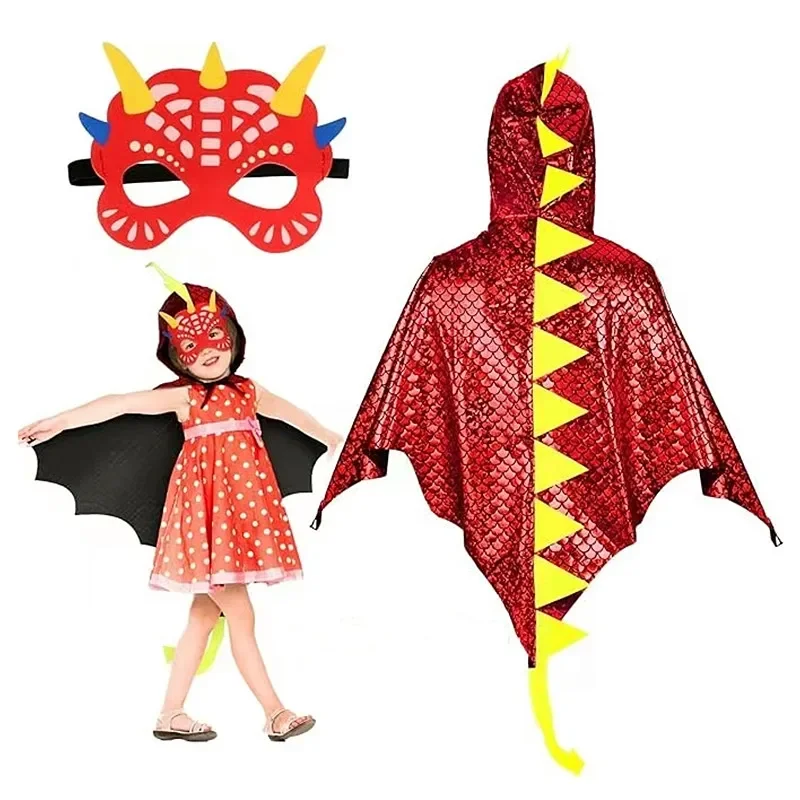 Child Green Dinosaur Cloak wit - Kids Face Mask ulasan dan harga