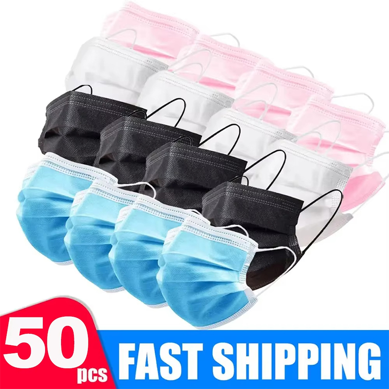 50Pcs Unisex 3-layer Mask Face - Disposable Mask Blue ulasan dan harga