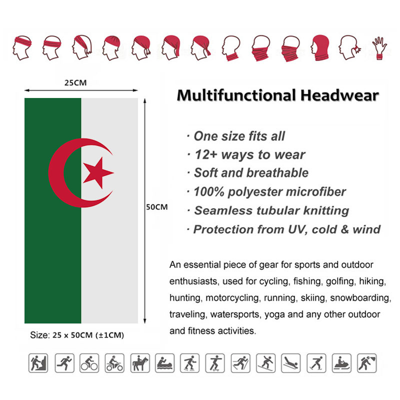 Algeria Flag Printed Bandana H - Neck Gaiter Face Cover ulasan dan harga