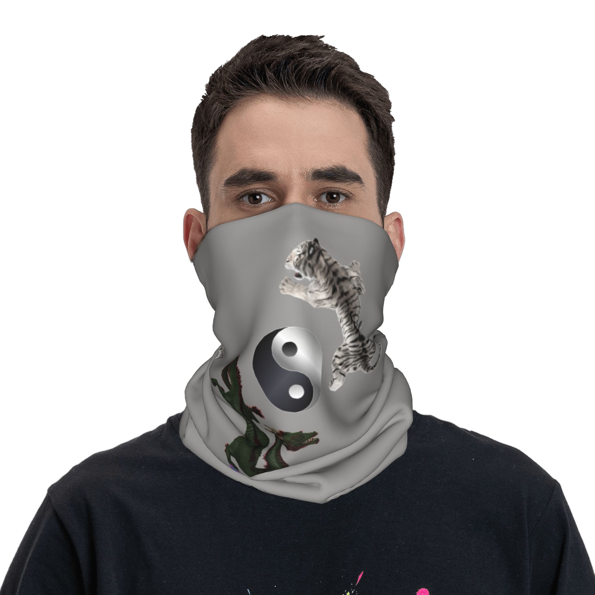 Custom Yin Yang Dragon and Tig - Neck Gaiter Face Cover ulasan dan harga